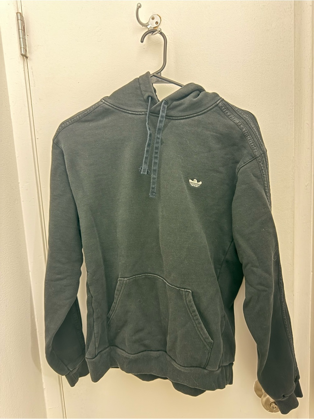 adidas Black Pullover Hoodie with ghost Trefoil